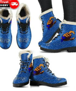 crips gang faux fur leather boots