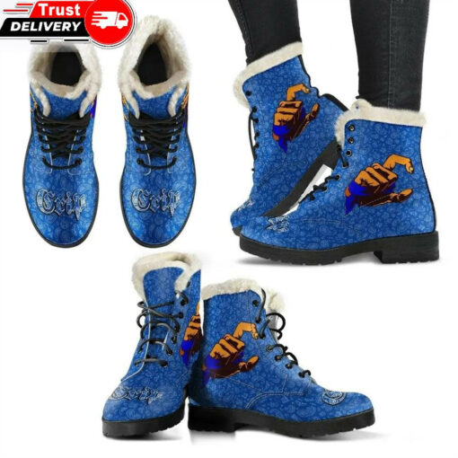 crips gang faux fur leather boots
