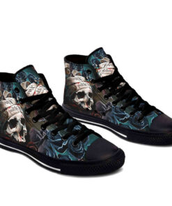 dark blue rose skull high top shoes