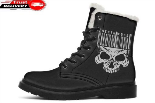 death code faux fur leather boots