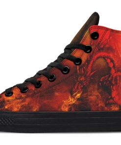 dragon and fire high top canvas shoes