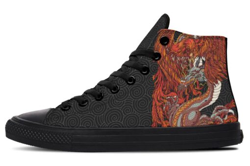dragon and phoenix high top canvas shoes