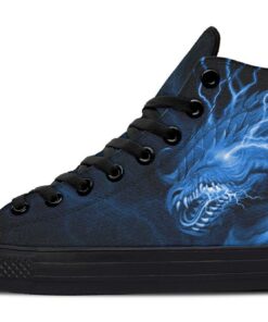 electric blue dragon high top canvas shoes