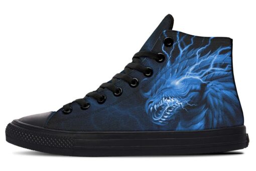 electric blue dragon high top canvas shoes