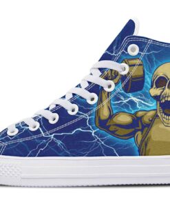 electric blue fitness high top canvas shoes