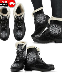 faux fur leather boots dragon celtic a31
