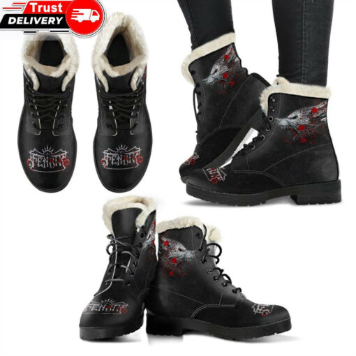 faux fur leather boots fenrir blood a27