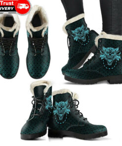 faux fur leather boots fenrir viking cyan 3d a27