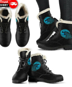 faux fur leather boots fenrir wolf cyan