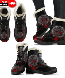 faux fur leather boots raven celtic tattoo blood
