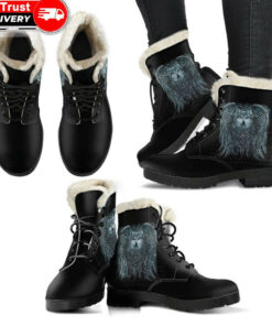 faux fur leather boots spiral wolf spirit a31