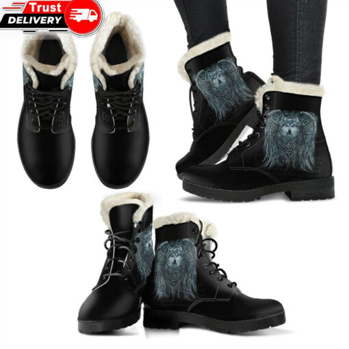 faux fur leather boots spiral wolf spirit a31