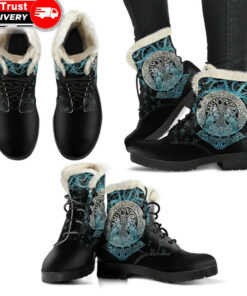 faux fur leather boots yggdrasil and ravens a7