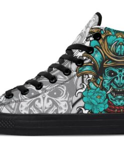 feared turquoise japanese warrior high top canvas shoes