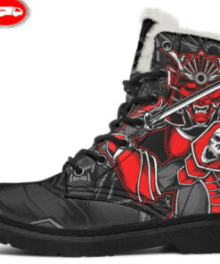 fight the samurai or die faux fur leather boots