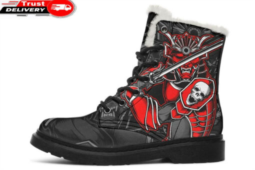 fight the samurai or die faux fur leather boots