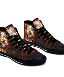 fire lava rock skull high top shoes
