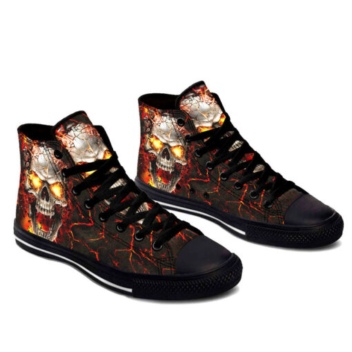 fire lava rock skull high top shoes
