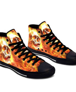 fire rose skull high top shoes