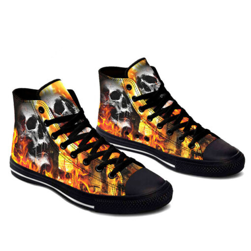 fire skull high top shoes