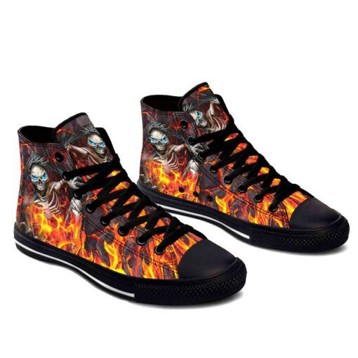 fire war skull high top shoes