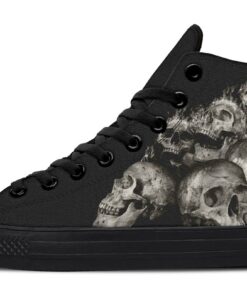 flames and skulls tattoo high top canvas shoes