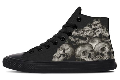 flames and skulls tattoo high top canvas shoes
