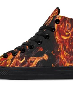flames skull face high top canvas shoes
