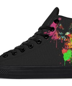 flashy colors skull painting high top canvas shoes