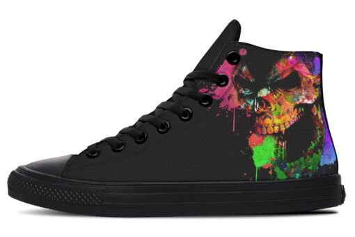 flashy colors skull painting high top canvas shoes