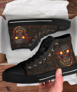 flower skull lovers unisex high top canvas shoes