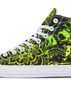 fluo skull flowers high top canvas shoes