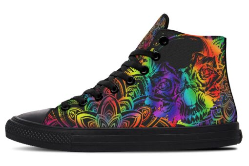 freaky skeleton high top canvas shoes