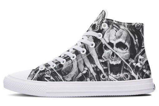 frightening skull high top canvas shoes