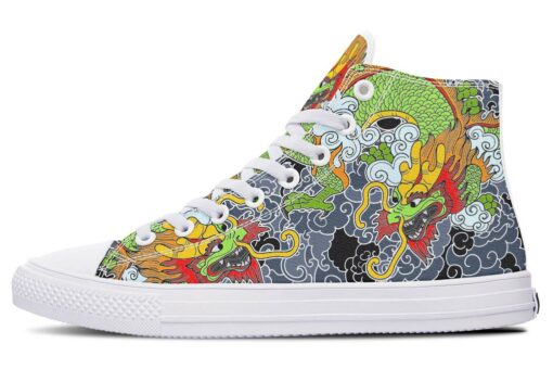 funky japanese dragon high top canvas shoes