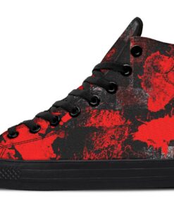 funky red painting high top canvas shoes