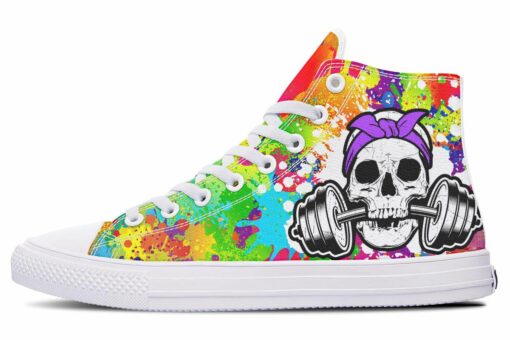 funky splat skull high top canvas shoes
