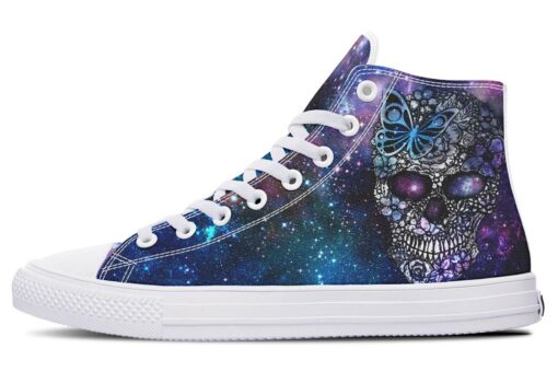 galaxy eyes skull high top canvas shoes