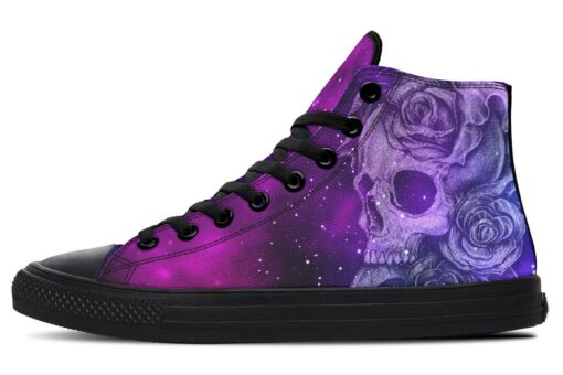 galaxy skull and rose high top canvas shoes