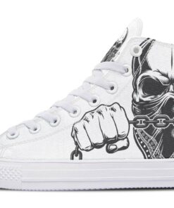 gansta skull and chain high top canvas shoes