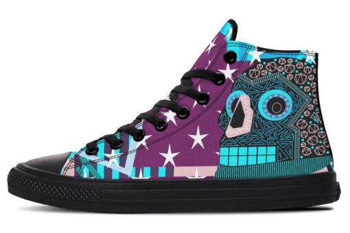 geometric skull high top canvas shoes