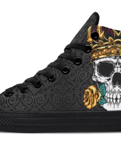 gold king skull rose high top canvas shoes