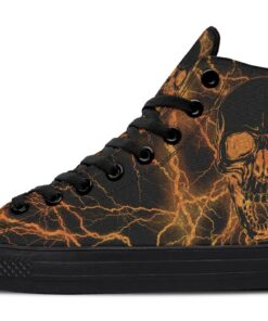 gold lightning skull high top canvas shoes