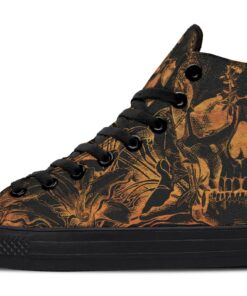 gold lily and skull high top canvas shoes