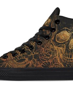 gold skull high top canvas shoes