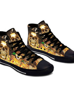 gold skull high top shoes