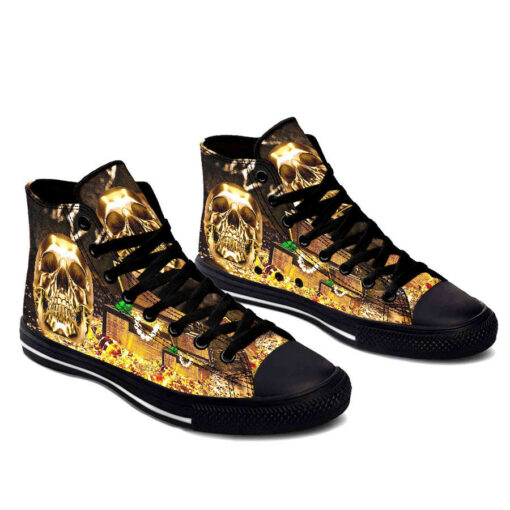 gold skull high top shoes