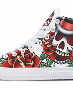 gold tooth skull high top canvas shoes