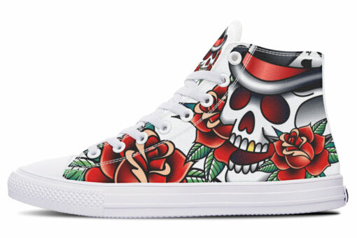 gold tooth skull high top canvas shoes
