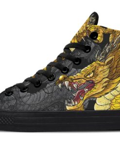 golden japanese dragon high top canvas shoes